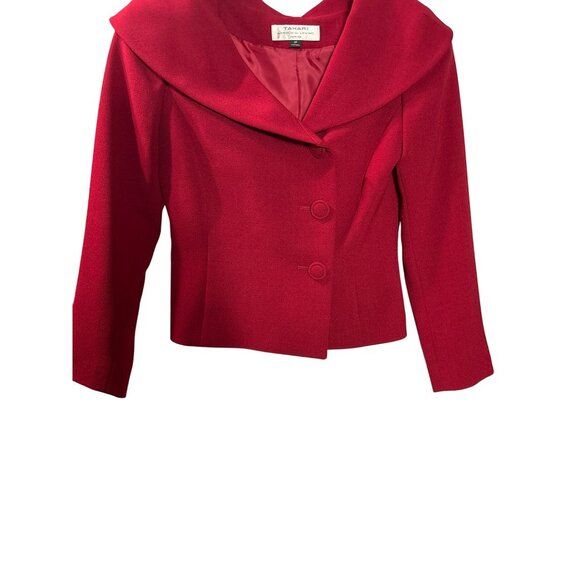 Tahari Arthur S. Levine Womens Red 2-Piece Skirt Suit Set 4P Button Blazer New - Picture 4 of 12